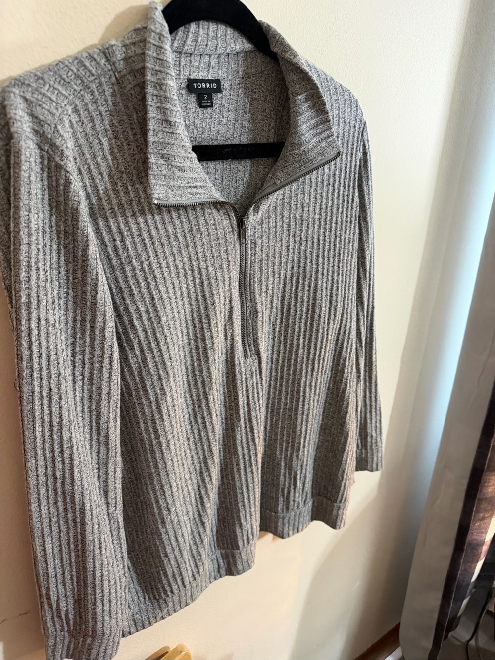 Torrid Size 2x  Gray Quarter Zip-Front Ribbed Sweater